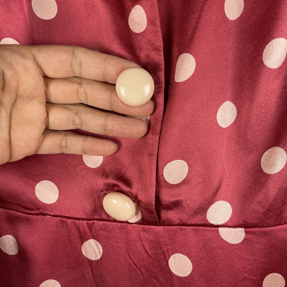 Vintage Betsey Johnson Silk Dress Womens Small Pink Polka Dot Retro Whimsy USA - Picture 4 of 16